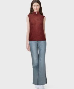 Pull en maille sans manche - Rouge