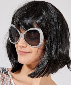 Lunettes maxi à paillettes - argent
