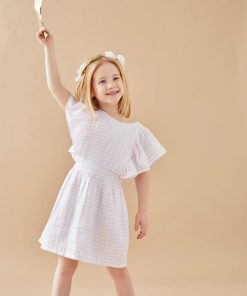 Robe lurex en mousseline, - Blanc