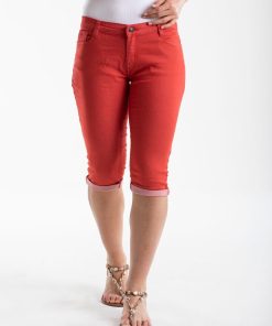 Pantacourt gabardine stretch POEMA - Rouge
