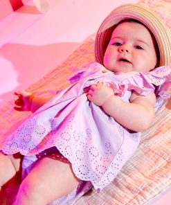 Robe avec broderie anglaise en coton - lilas