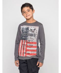 T-shirt manches longues col rond pur coton JOBARY-J - Gris