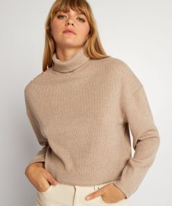 T-shirt col montant - Beige