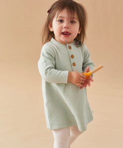 Robe gaufrée, sauge - Vert