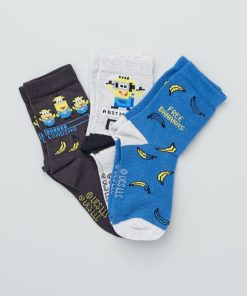 3 paires de chaussettes 'minions' - Bleu