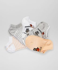 Chaussettes invisibles - Lot de 5 - Gris/corail/blanc
