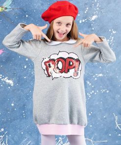 Robe sweat-shirt molleton  sequins  POP - 'LA FAUTE A VOLTAIRE' - Gris clair