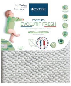 Matelas bébé Évolutif Fresh déhoussable - 70cm x 140cm x 12cm - Blanc