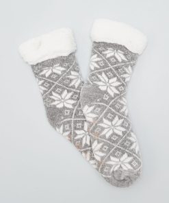 Chaussons chaussettes avec imprimé - Gris