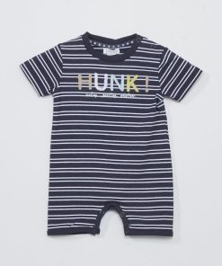 Barboteuse rayée message 'hunk' - bleu marine