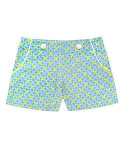 Short fleuri  ANGIE - 'LA FAUTE A VOLTAIRE' - Bleu Jaune