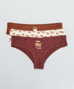Lot de 3 shortys avec imprimés fantaisie - Marron