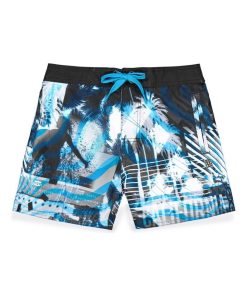 Boardshort court garçon avec ceinture demi-élastiquée Cal Freegun - Bleu
