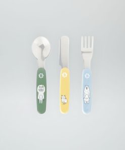 Lot de 3 couverts 'Badabulle' - Vert/jaune/bleu