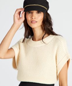 Pull sans manches en grosse maille - beige