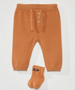 Pantalon en maille + chaussettes - Marron