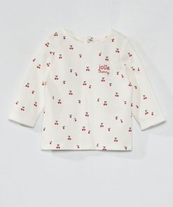 T-shirt à manches longues avec imprimé - Blanc