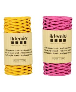 2 bobines fil kraft fuschia/jaune 2mm x 25 m - N/A