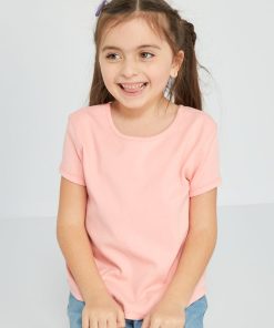 Tee-shirt col rond uni - Rose