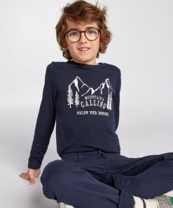 Tee-shirt à manches longues avec imprimé - Bleu