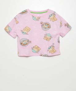 T-shirt 'Grogu' coupe courte - Rose