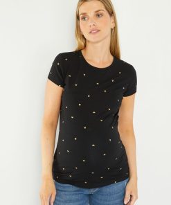 T-shirt grossesse imprimé coeur - Noir motif
