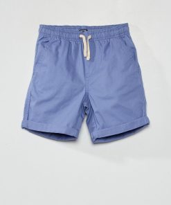 Bermuda droit uni - bleu grisé