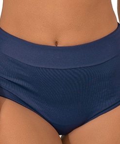 Bas de maillot taille haute à revers Marine - Bleu