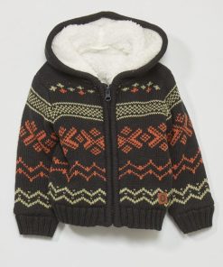 Gilet en tricot à capuche - Noir