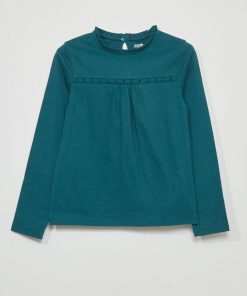 T-shirt à manches avec dentelle - vert