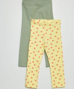 Lot de 2 leggings stretch - 2 pièces - Jaune/vert