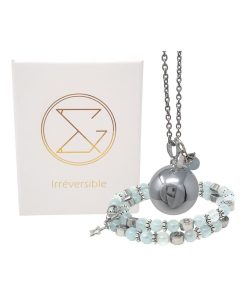 Box grossesse - Bola et bracelet d'allaitement - Aigue marine - Bleu