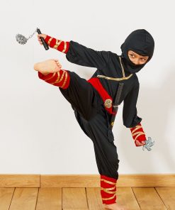 Déguisement de ninja + accessoires - noir/rouge