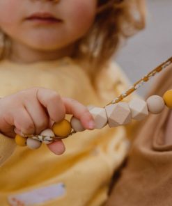Collier d'allaitement ou de portage silicone et bois 'Capucine' - Jaune moutarde