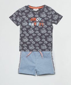 Ensemble t-shirt + short - Bleu