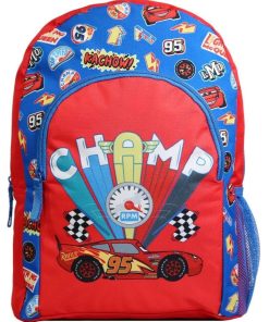 Sac à dos 37 cm avec poche DS Cars Voiture Flash McQueen Rouge et Bleu Bagtrotter - Rouge