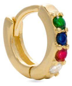 Boucles d'oreilles, Zule en Argent 925 et Zirconia multicolore plaqué or jaune 18 K - Multicolore