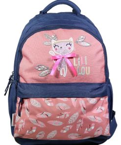 BAGTROTTER Sac à dos 2 compartiments Lili Lou Chat x Phileas Rose - Système Smart Comfort - Rose