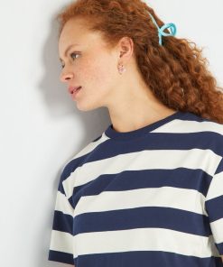 T-shirt en jersey à rayures - Bleu marine