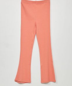 Pantalon bootcut en maille côtelée - ORANGE