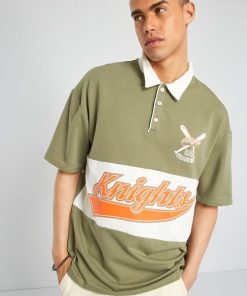 Polo bicolore en jersey - Vert