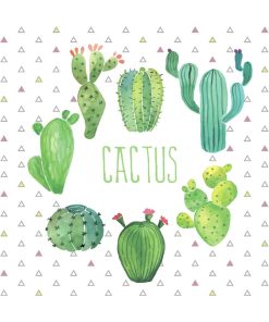 Lot de 20 serviettes papier cactus - Blanc