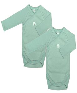 Eveil Et Nature Lot De 2 Bodys Manches Longues Coton Bio - Vert