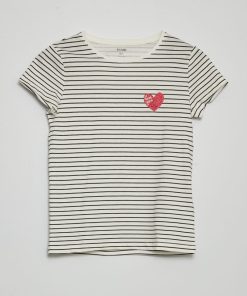 T-shirt imprimé à col rond - Blanc