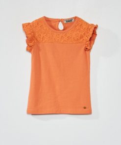 T-shirt avec broderies - Orange