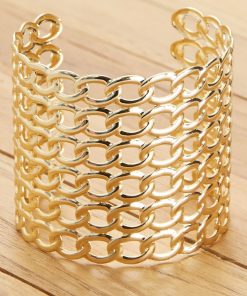 Bracelet manchette fantaisie - Doré