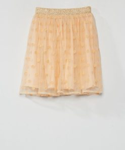 Jupe courte en tulle - Pêche