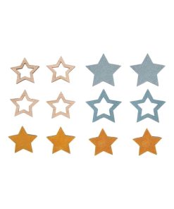 14 étoiles adhésives miniatures en bois - Multicolore
