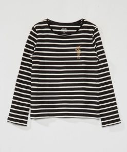 T-shirt à 'rayures' à manches courtes - Noir/blanc