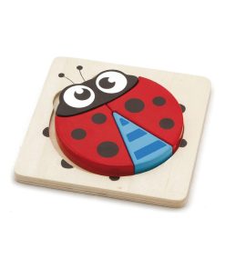 Puzzle à encastrement 4 pièces en bois : Coccinelle - N/A